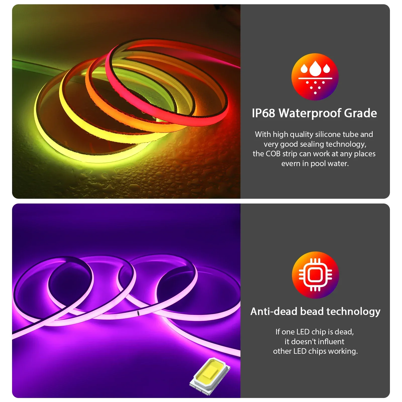 12V 24V IP68 RGBIC COB LED Str - Outdoor Power Strip Weatherproof recension och pris